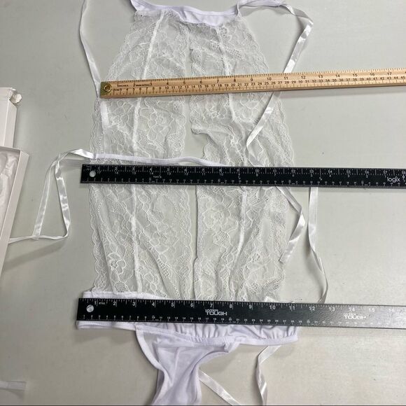 PENTHOUSE Bodysuit Chemise,High‎ neck Keyhole playsuit, Size Small/Medium NEW - Picture 7 of 10